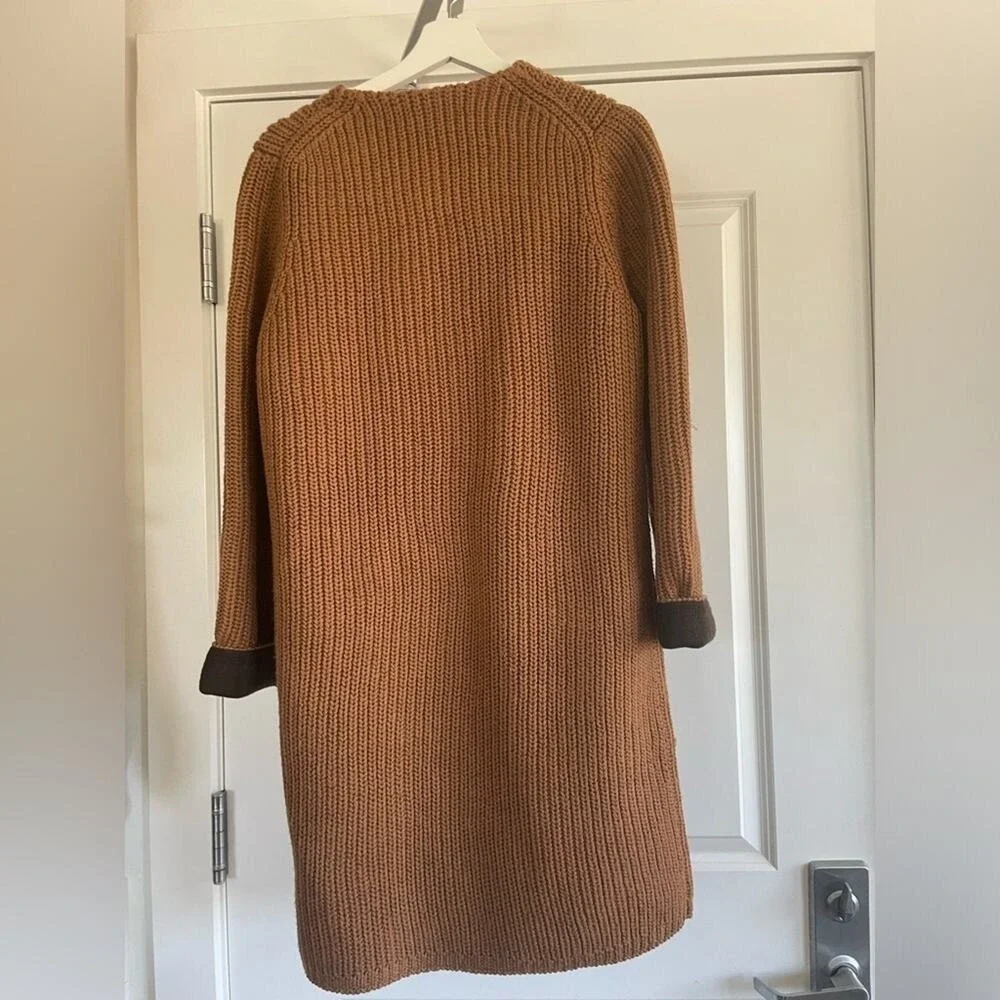 J.Crew Collection Double Breasted Brown Knit Sweater Jacket Cardigan Coatigan S